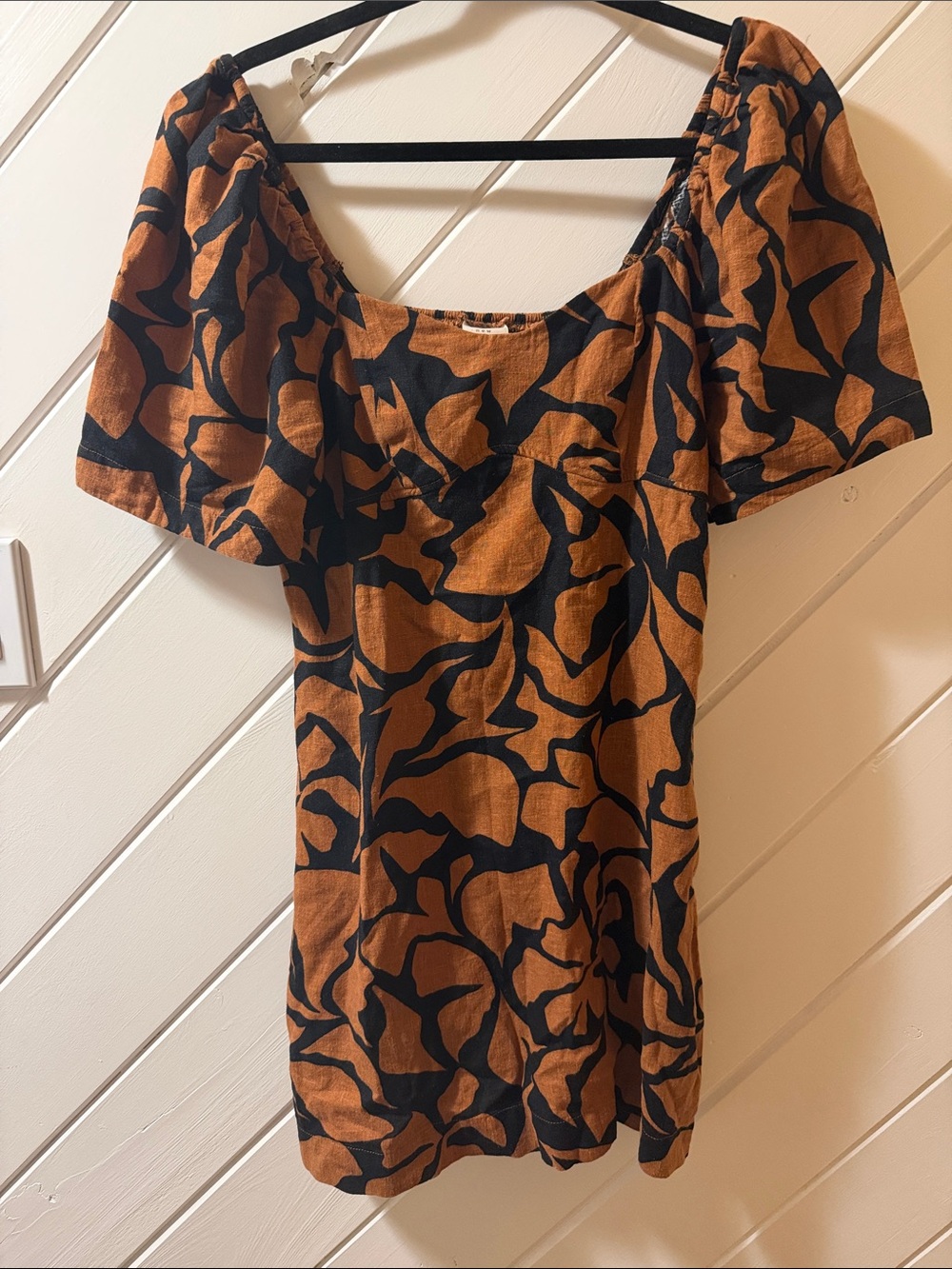 a new day Rust Brown and Black Floral-Print Mini Dress